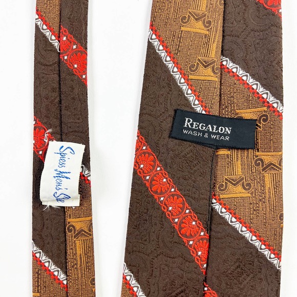 Vintage Spiess Men's Store necktie tie brown orange 60s 70s 80s - Picture 4 of 5